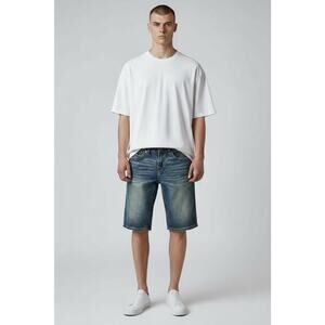 True Religion Brand Rocco Big T Flap Relaxed Skinny Denim Shorts Men's 30 NWT